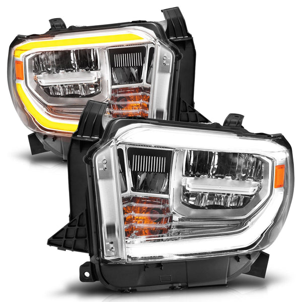 AnzoUSA 111534 LED Crystal Headlights with Switchback Chrome Housing with Drl