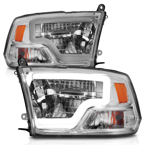 AnzoUSA 111540 Full LED Square Projector Headlights with Light Bar Chrome Housing