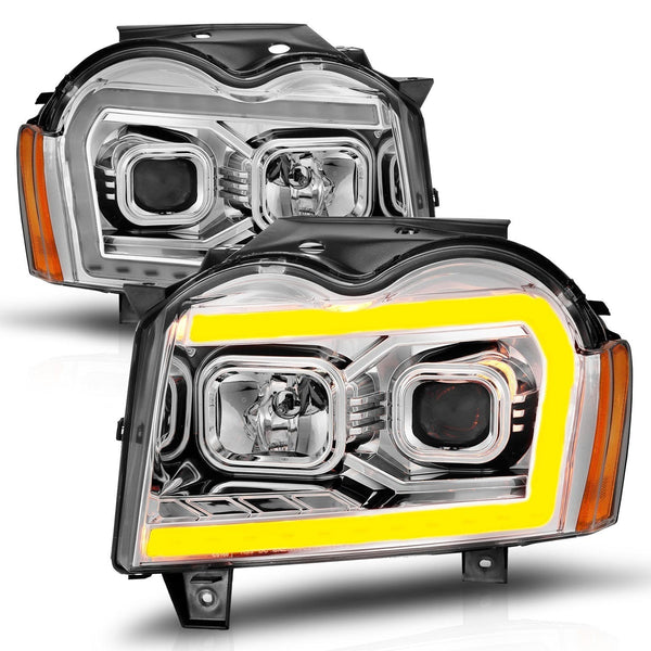 AnzoUSA 111544 Projector Headlights with Light Bar Switchback Chrome Housing