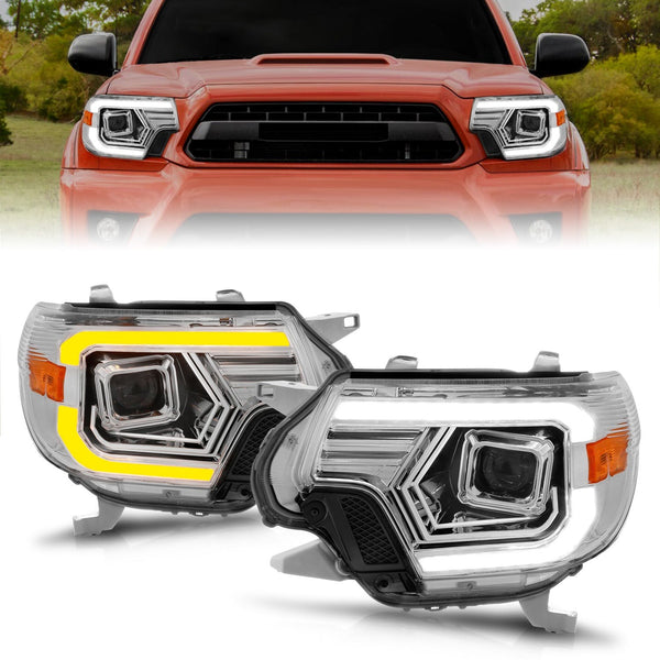 AnzoUSA 111557 Projector Headlights with Light Bar Switchback Chrome Housing