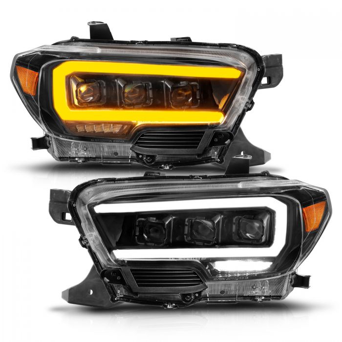 AnzoUSA 111563 TOYOTA TACOMA 16-22 BLACK FULL LED PROJECTOR PLANK STYLE HEADLIGHTS W/ INITIATION FEATURE and SEQUENTIAL FOR LED DRL