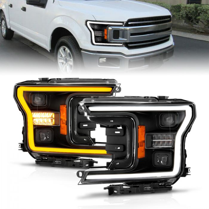 AnzoUSA 111570 FORD F-150 18-20 FULL LED PROJECTOR BLACK HEADLIGHTS W/ INITIATION FEATURE and SEQUENTIAL SIGNAL DOES NOT FIT MODELS WITH LED SYSTEM