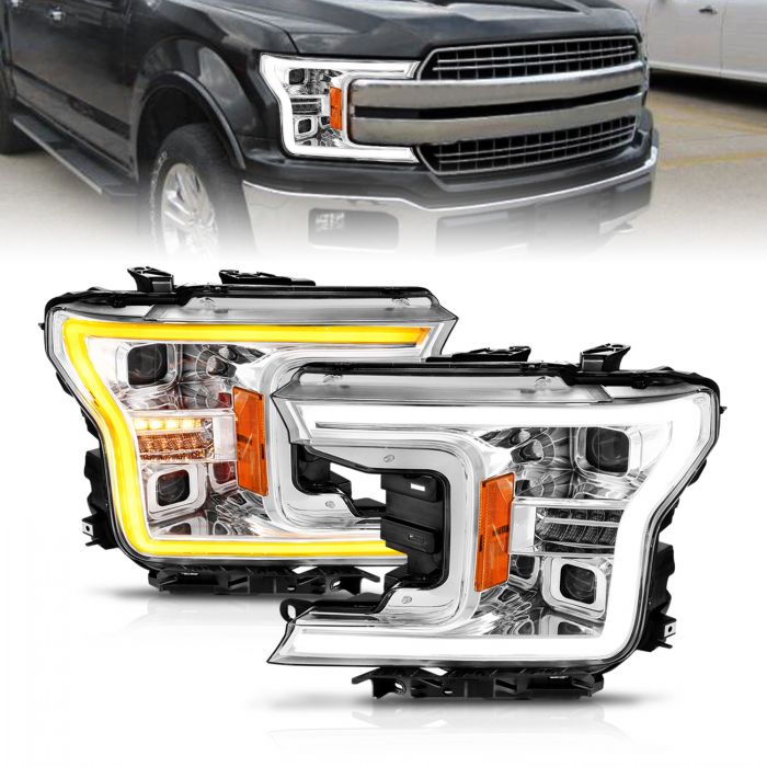AnzoUSA 111571 FORD F-150 18-20 FULL LED PROJECTOR CHROME HEADLIGHTS W/ INITIATION FEATURE and SEQUENTIAL SIGNAL DOES NOT FIT MODELS WITH LED SYSTEM