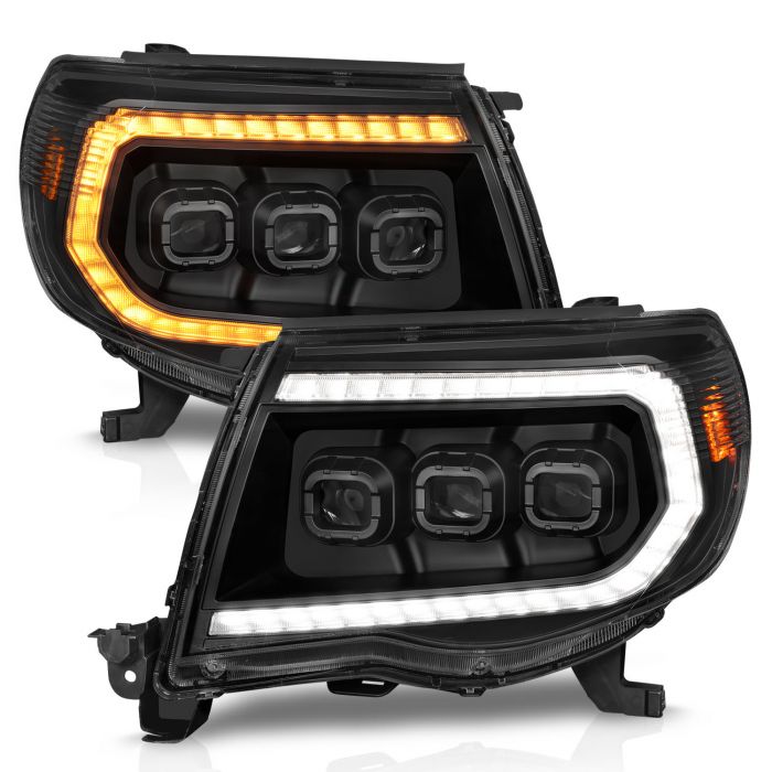 AnzoUSA 111581 TOYOTA TACOMA 05-11 FULL LED PROJECTOR HEADLIGHTS BLACK W/ INITIATION FEATURE and SEQUENTIAL SIGNAL