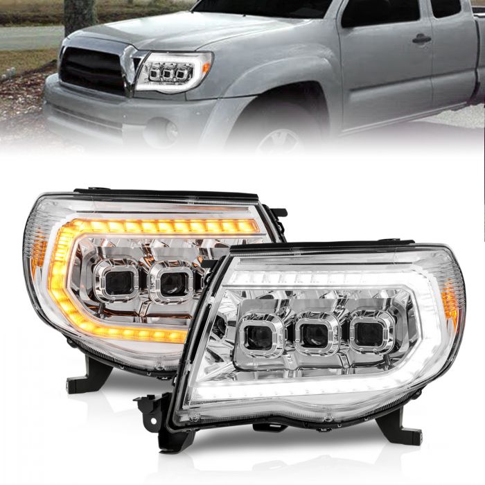 AnzoUSA 111582 TOYOTA TACOMA 05-11 FULL LED PROJECTOR HEADLIGHTS CHROME SWITCHBACK W/ INITIATION FEATURE and SEQUENTIAL SIGNAL