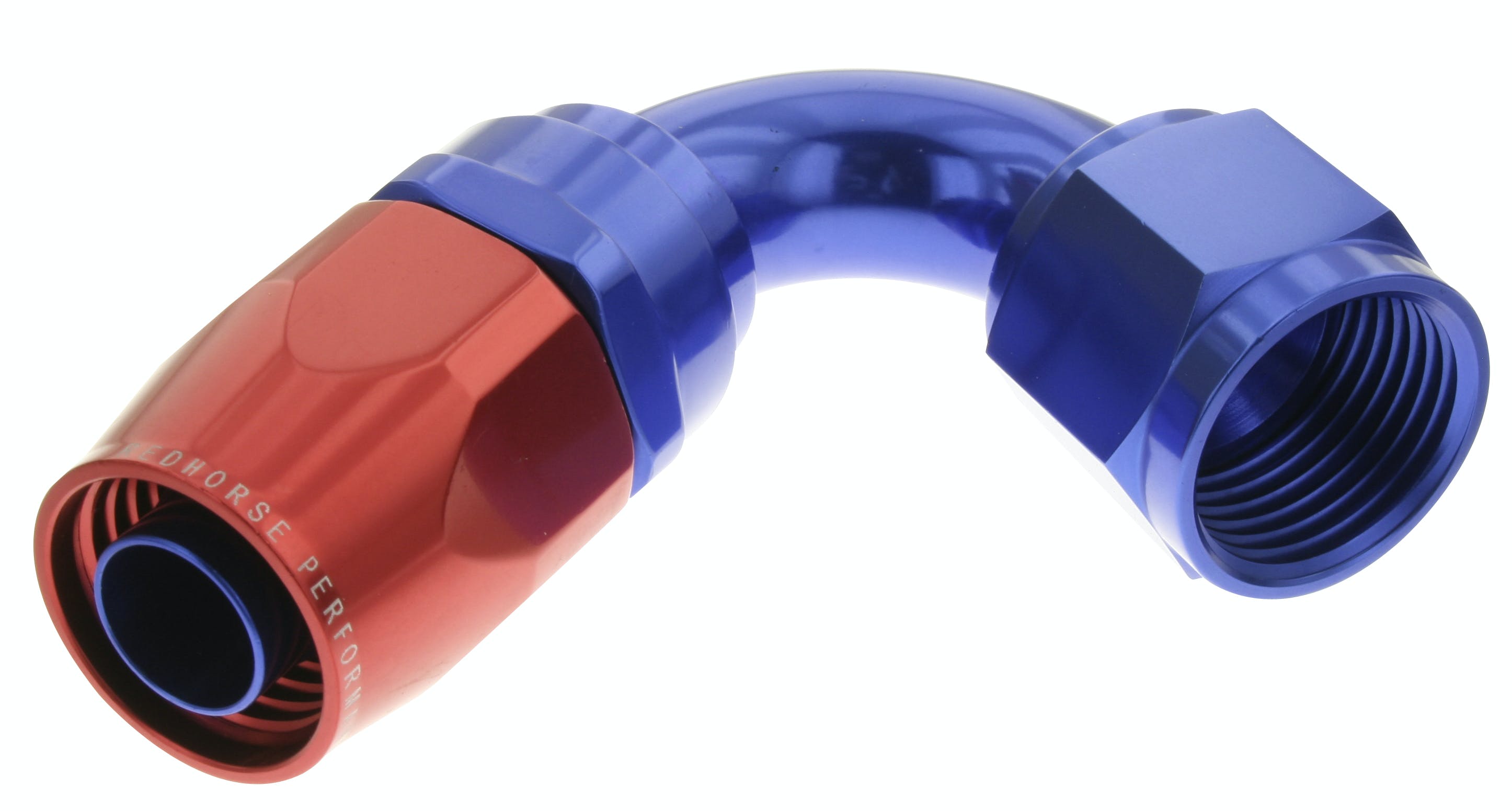 Redhorse Performance 1120-08-1 -08 120 degree Female Aluminum Hose End - red and blue