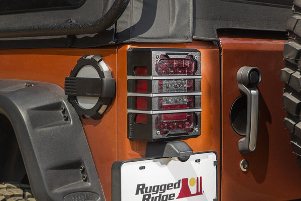 Rugged Ridge 11226.04 Elite Tail Light Guards, Brushed Black