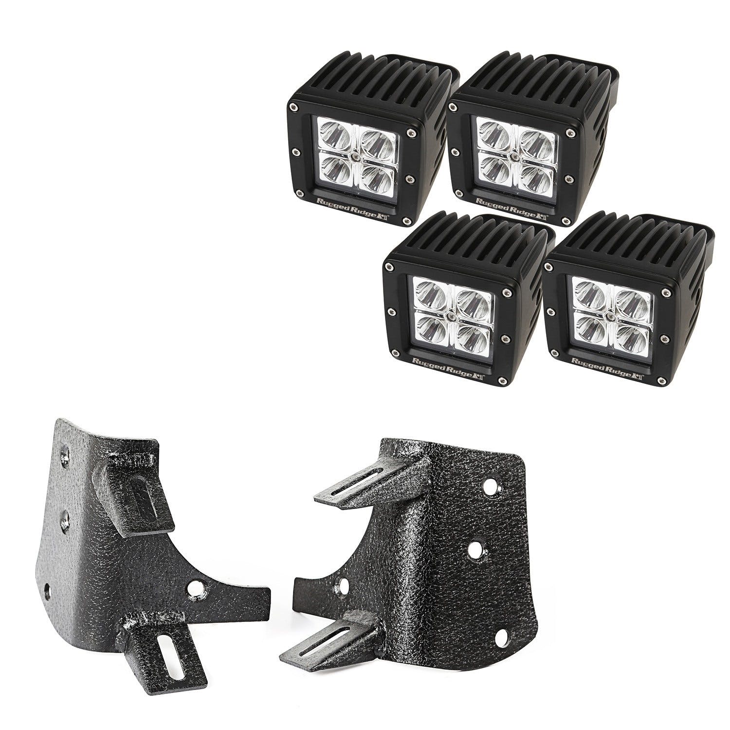 Rugged Ridge 11232.38 Dual A-Pillar LED Kit, 3-Inch Square Lights