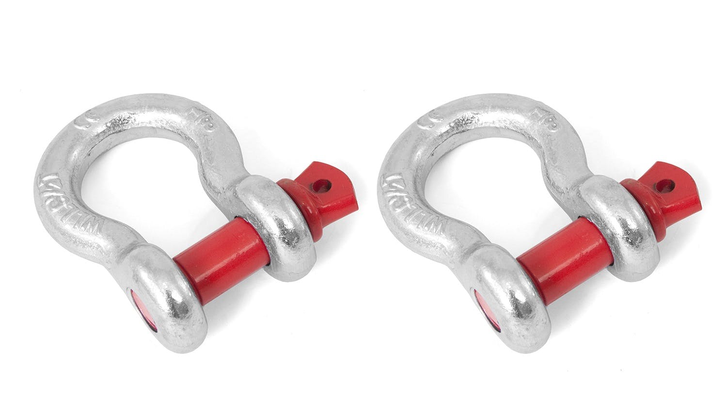 Rugged Ridge 11235.02 D-Ring Shackles; 5/8-Inch; Silver with Red pin; Steel; Pair