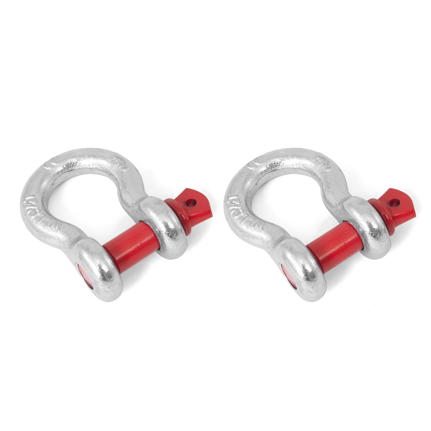 Rugged Ridge 11235.03 D-Ring Shackles; 7/8-Inch; Silver with Red pin; Steel; Pair