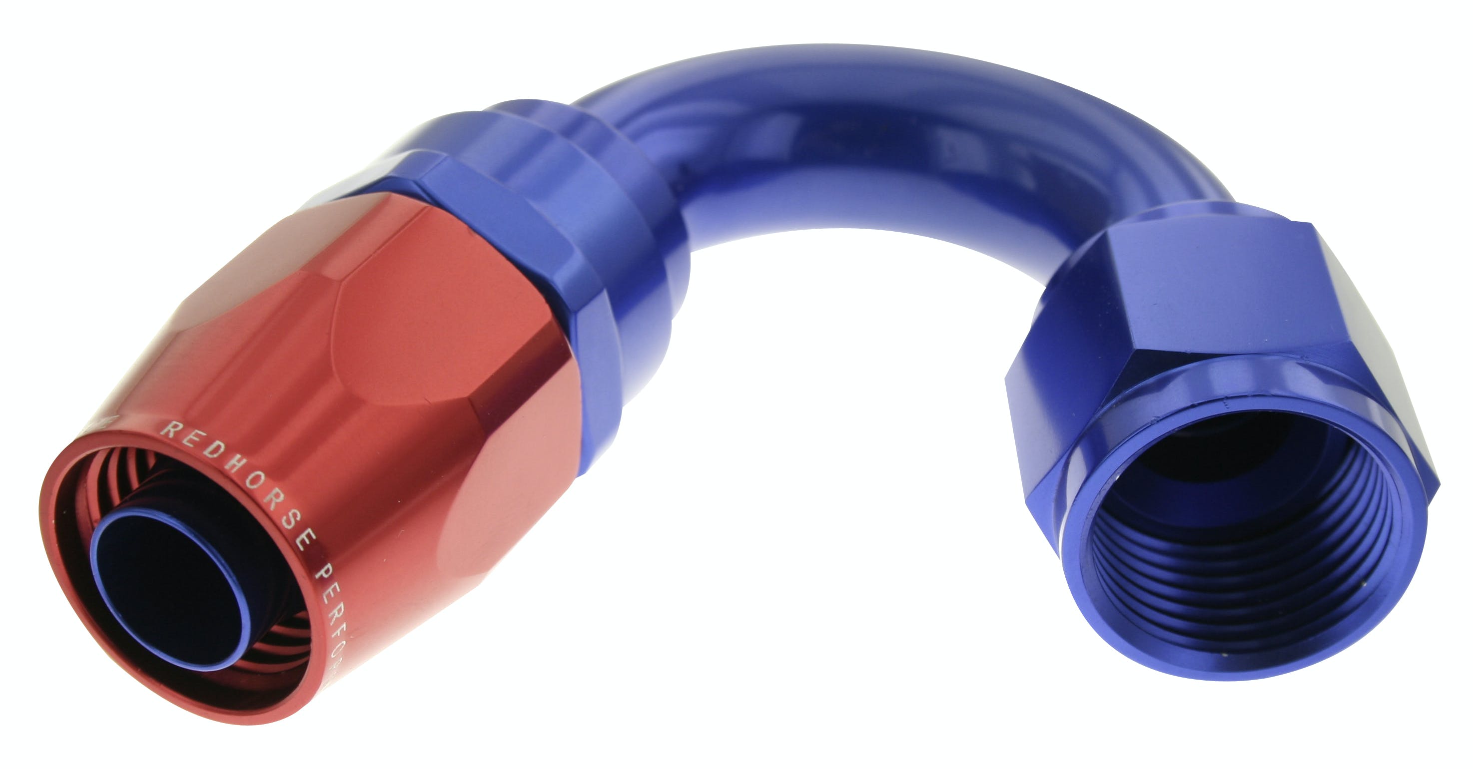 Redhorse Performance 1150-08-1 -08 150 degree Female Aluminum Hose End - red and blue