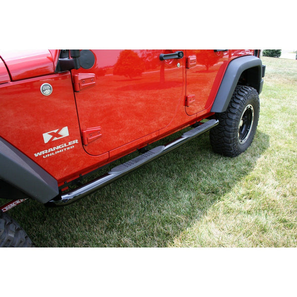 Rugged Ridge 11590.06 Round Tube Side Steps; 3 Inch; Black; 07-17 Jeep Wrangler JKU