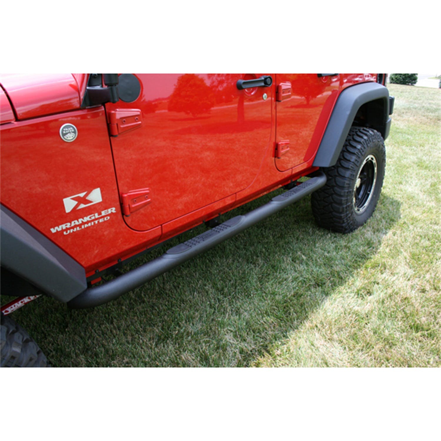 Rugged Ridge 11591.06 Round Tube Side Steps; 3 Inch; Black; 07-17 Jeep Wrangler JKU