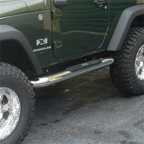 Rugged Ridge 11593.09 4 Inch Round Side Steps; Stainless Steel; 07-17 Jeep Wrangler JK