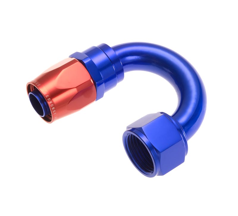 Redhorse Performance 1180-08-1 -08 180 degree Female Aluminum Hose End - red and blue