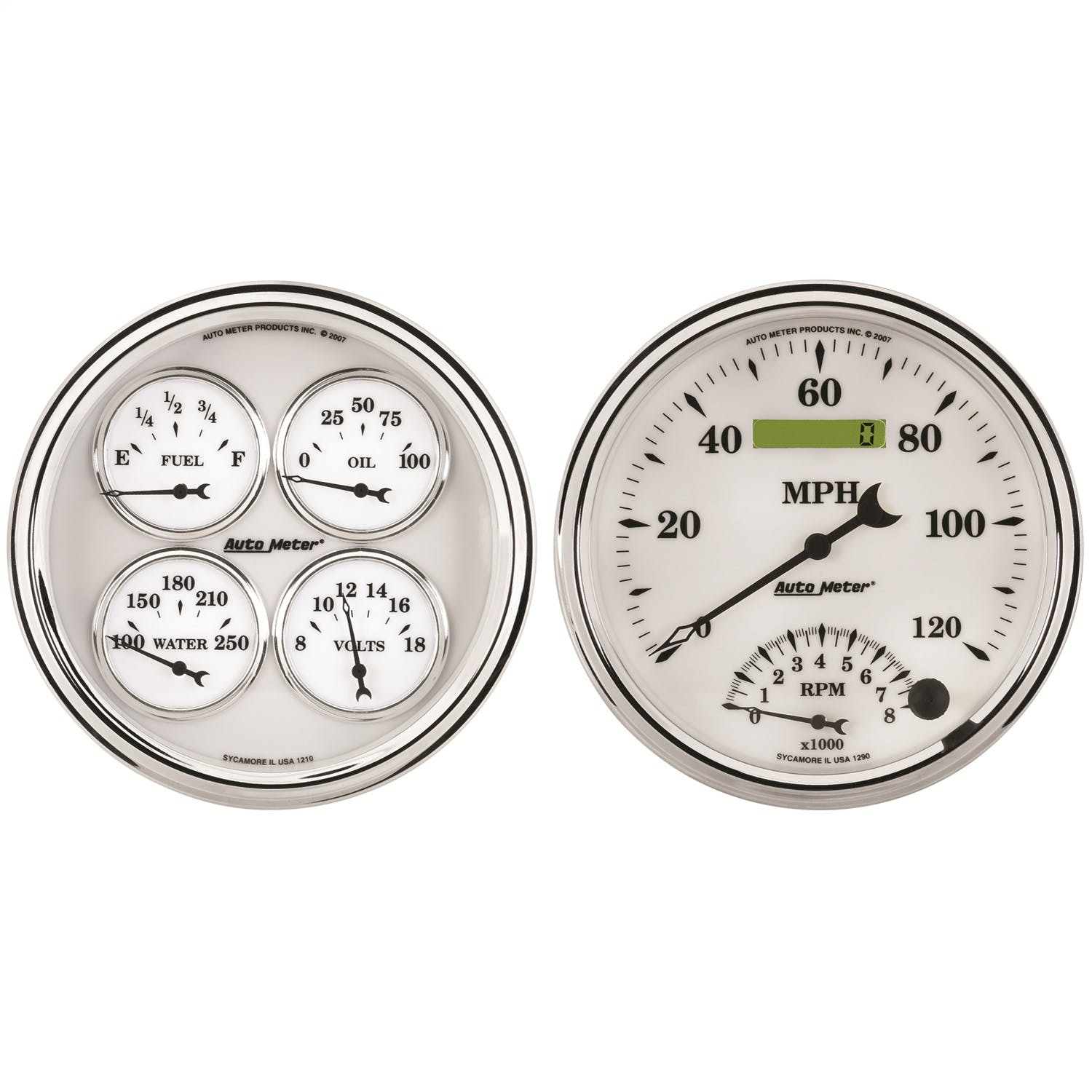 AutoMeter Products 1203 Old Tyme White II Quad Gauge/Tach/Speedo Kit