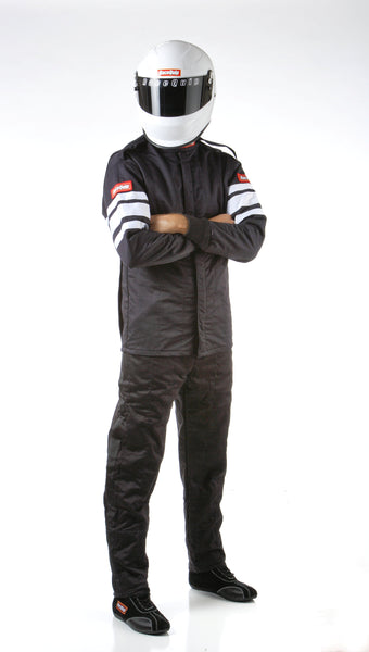 RaceQuip 121004 SFI-5 Pyrovatex Multi-Layer Racing Fire Jacket (Black, Medium-Tall)