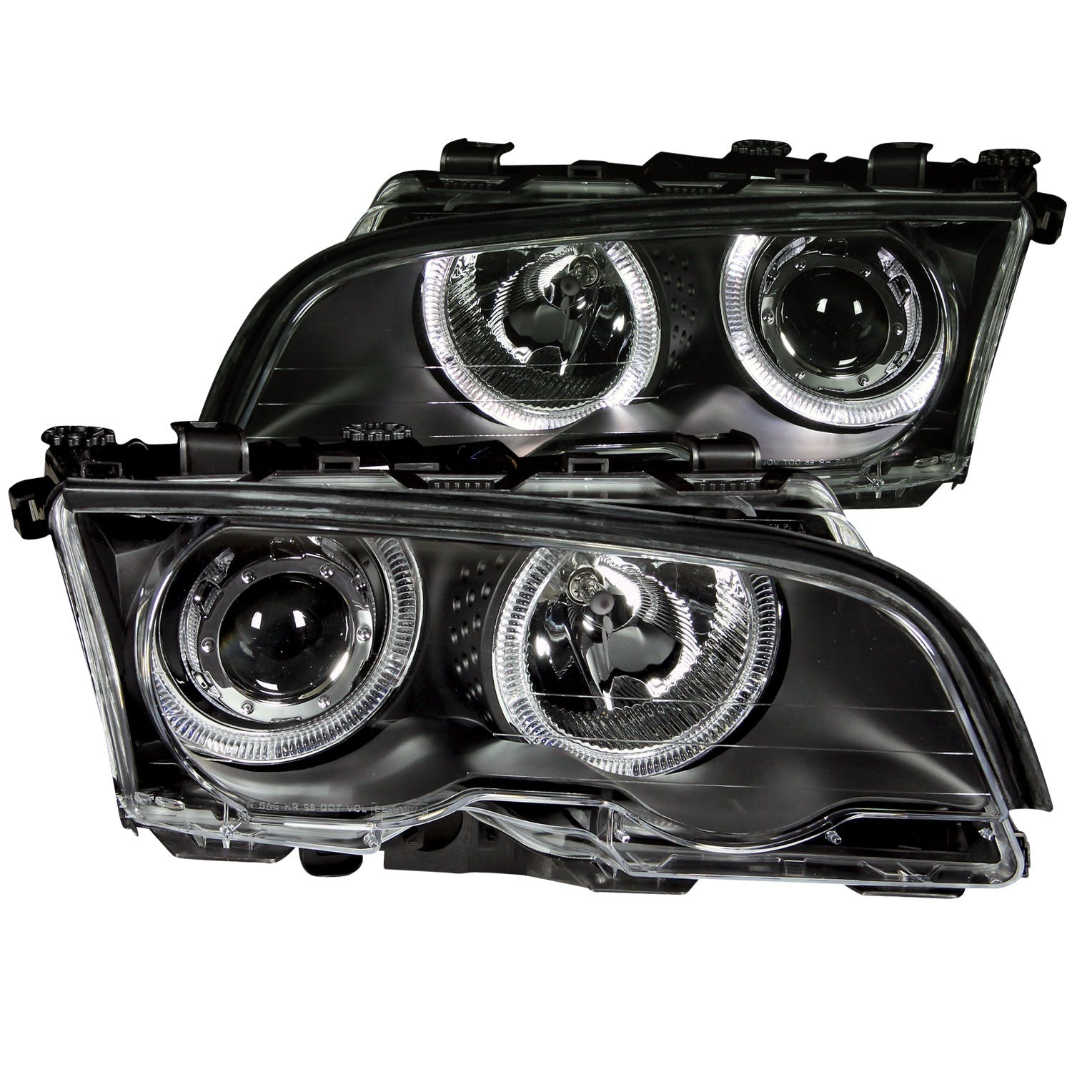 AnzoUSA 121013 Projector Headlights with Halo Black