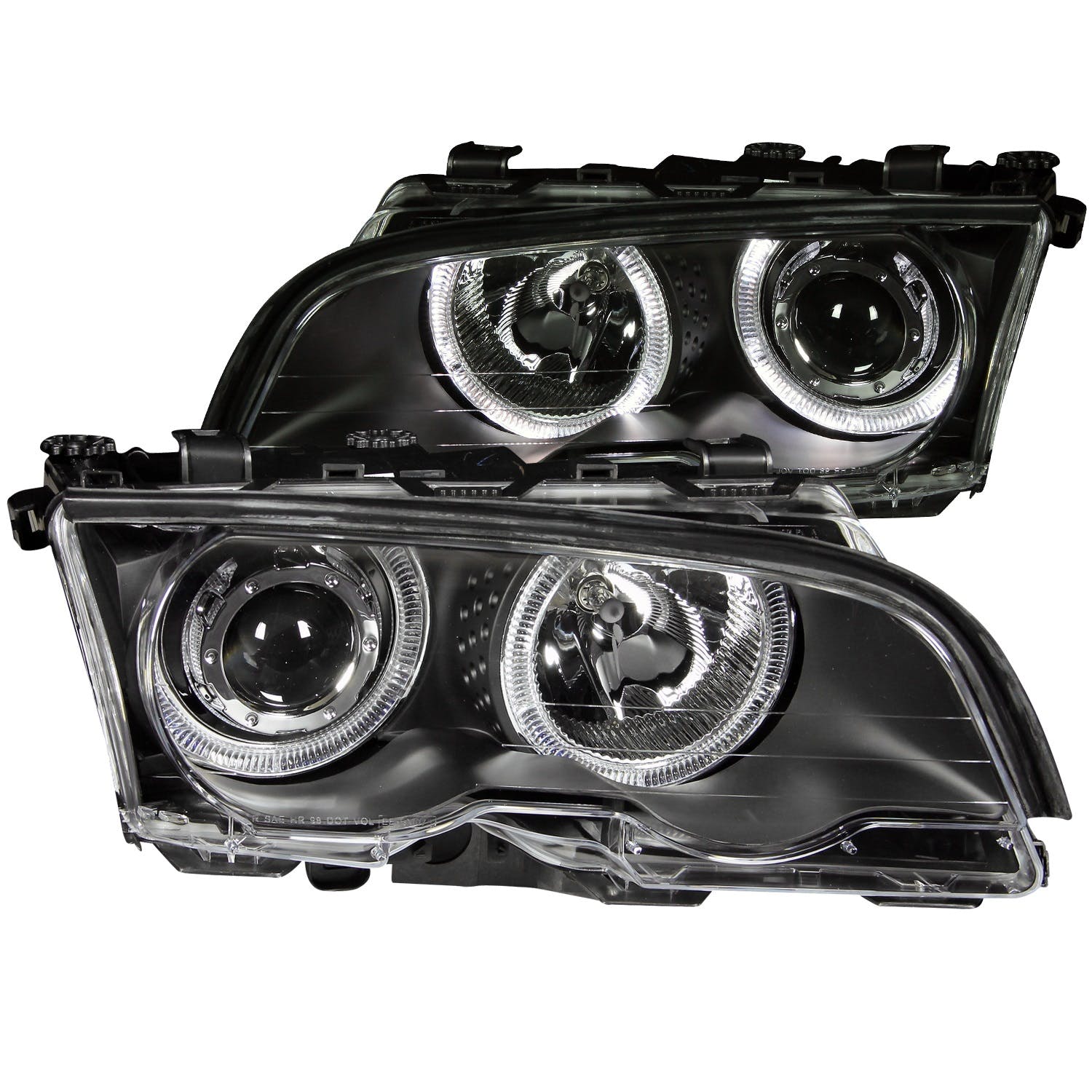 AnzoUSA 121015 Projector Headlights with Halo Black