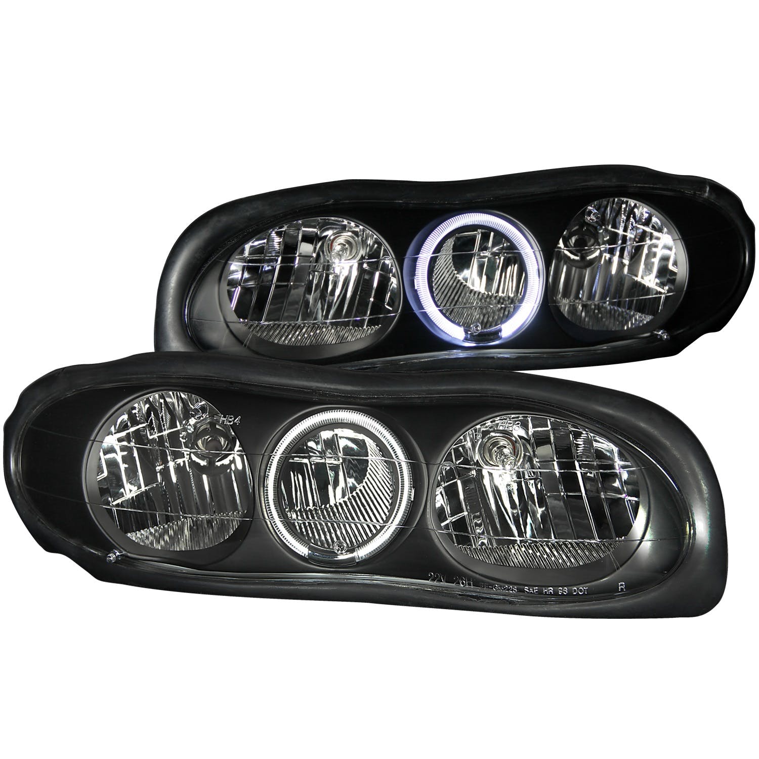 AnzoUSA 121024 Crystal Headlights with Halo Black