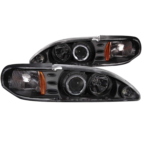 AnzoUSA 121038 Projector Headlights with Halo Black 1pc