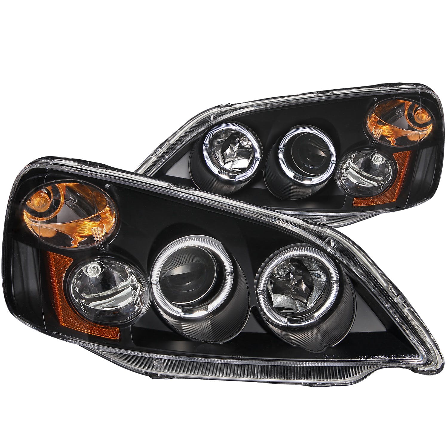 AnzoUSA 121055 Projector Headlights with Halo Black