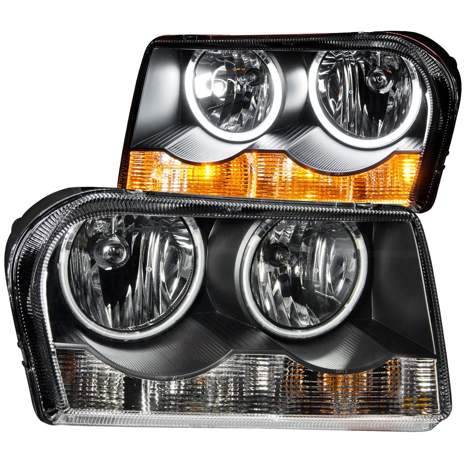 AnzoUSA 121138 Crystal Headlights with Halo Black (SMD LED)