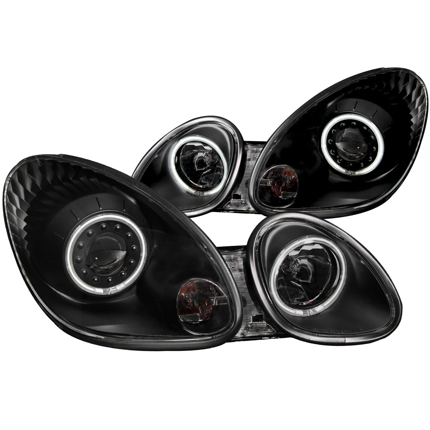 AnzoUSA 121144 Projector Headlights with Halo Black