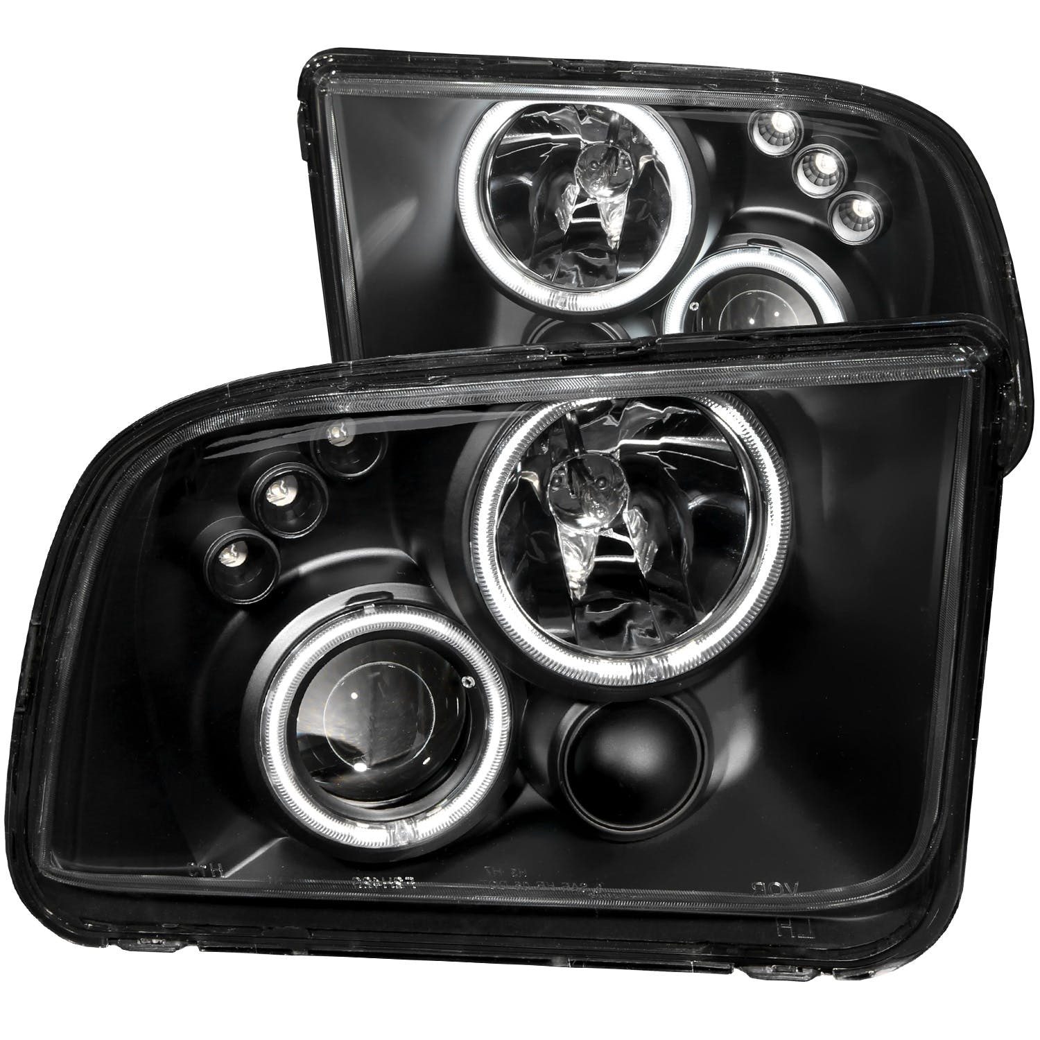 AnzoUSA 121166 Projector Headlights with Halo Black