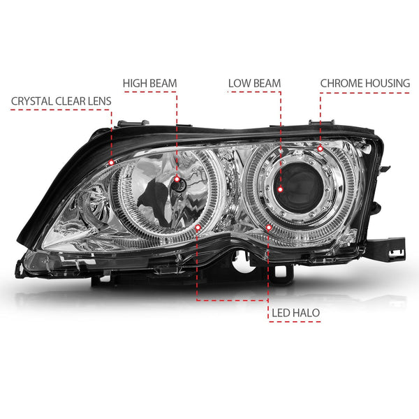 AnzoUSA 121212 Projector Headlights with Halo Chrome