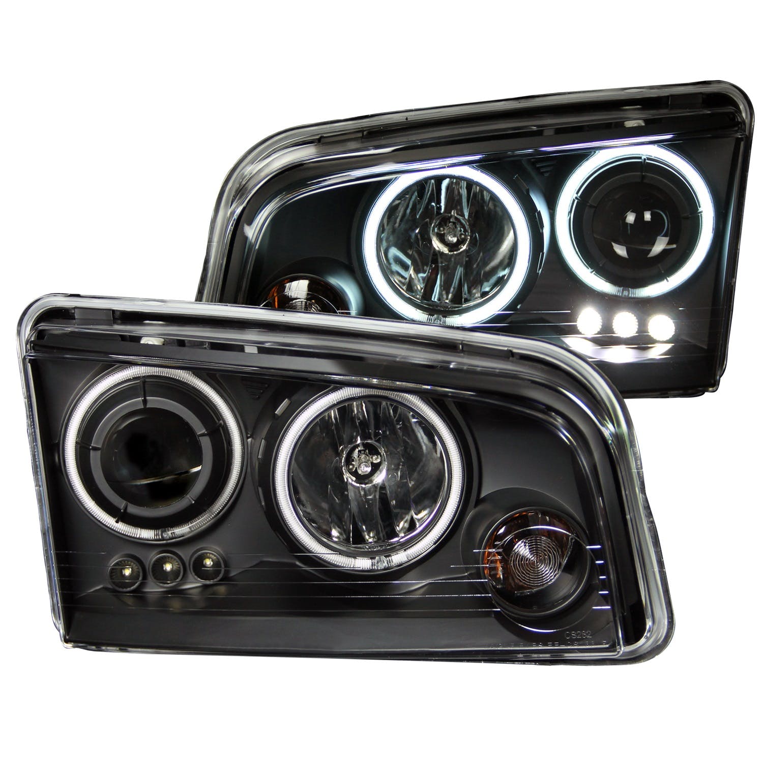 AnzoUSA 121218 Projector Headlights with Halo Chrome (SMD LED)