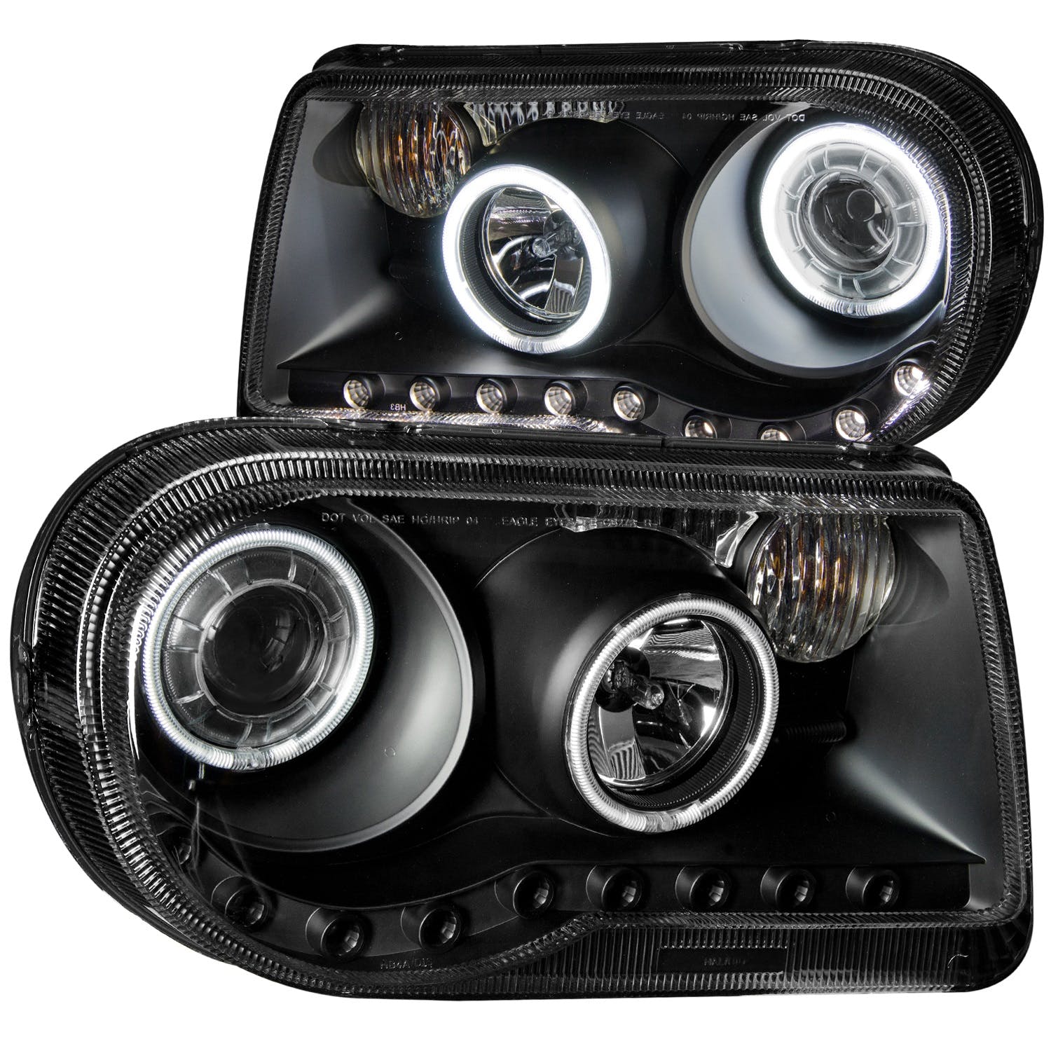 AnzoUSA 121251 Projector Headlights with Halo Black (SMD LED) G2