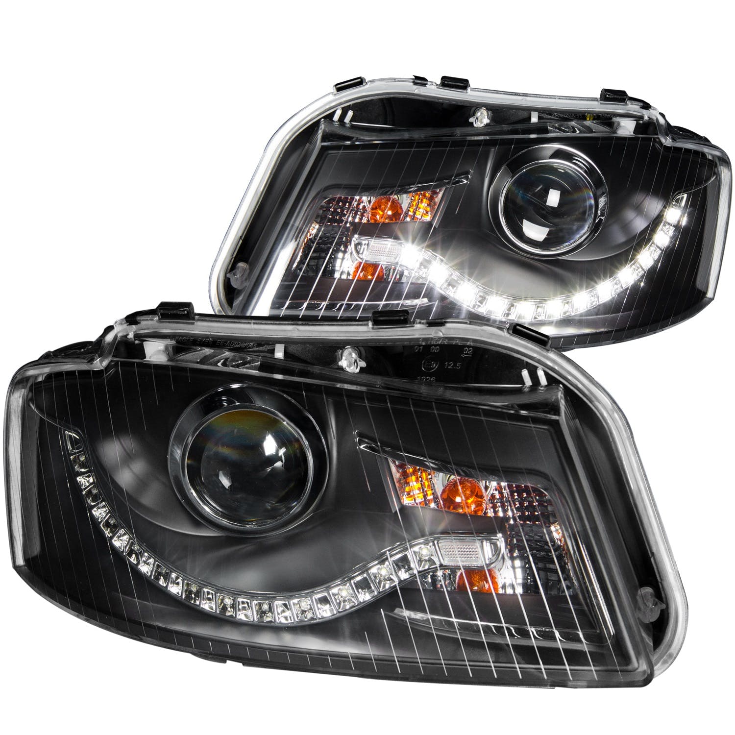 AnzoUSA 121322 Projector Headlights Black (R8 LED Style)