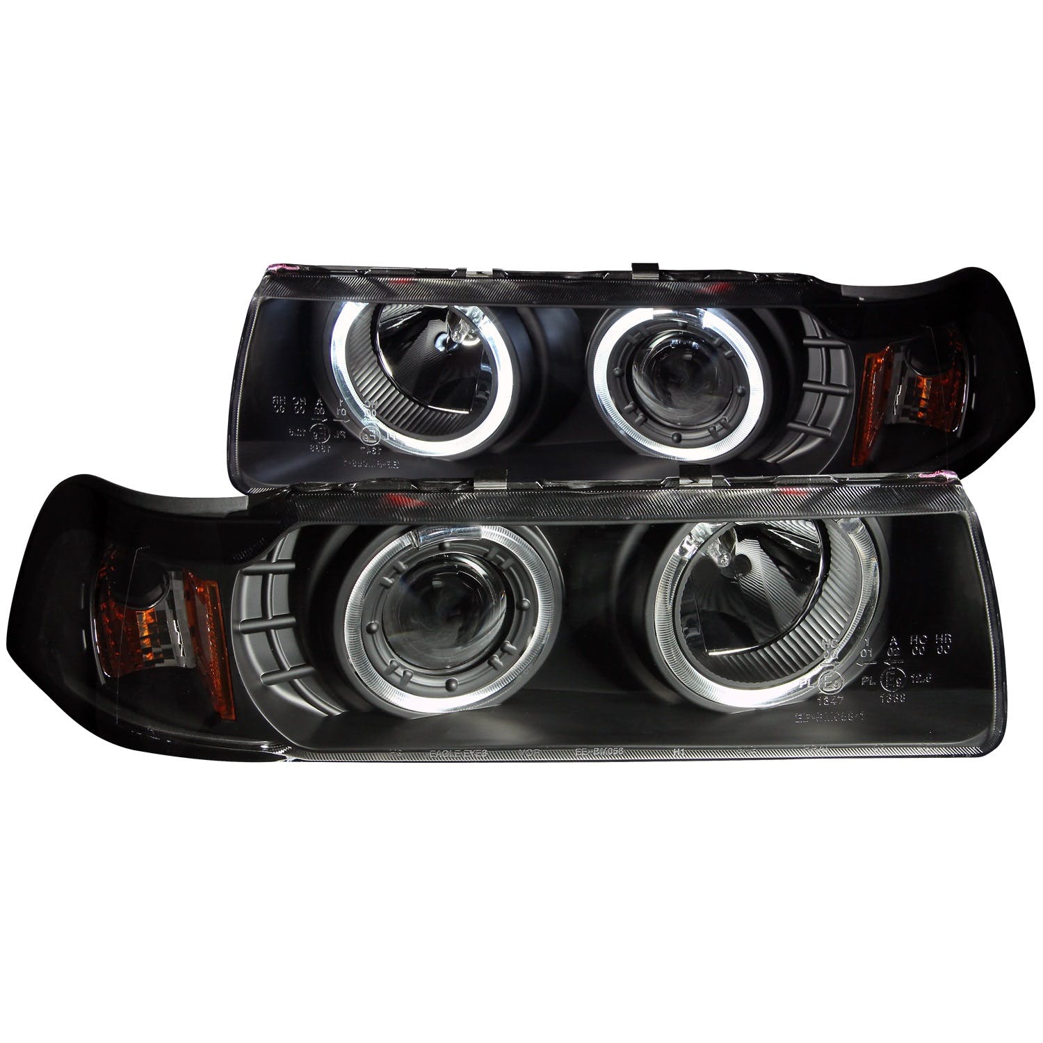 AnzoUSA 121325 Projector Headlights with Halo Black G2 1 pc