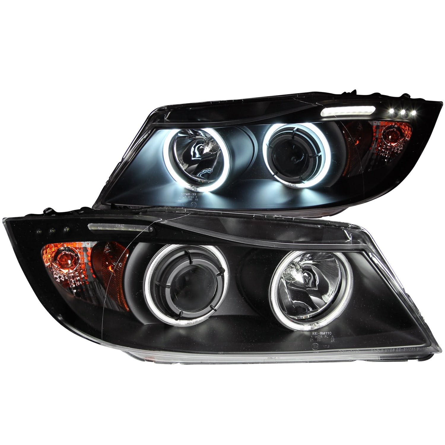 AnzoUSA 121335 Projector Headlights with Halo with LED Bar Black (SMD LED)