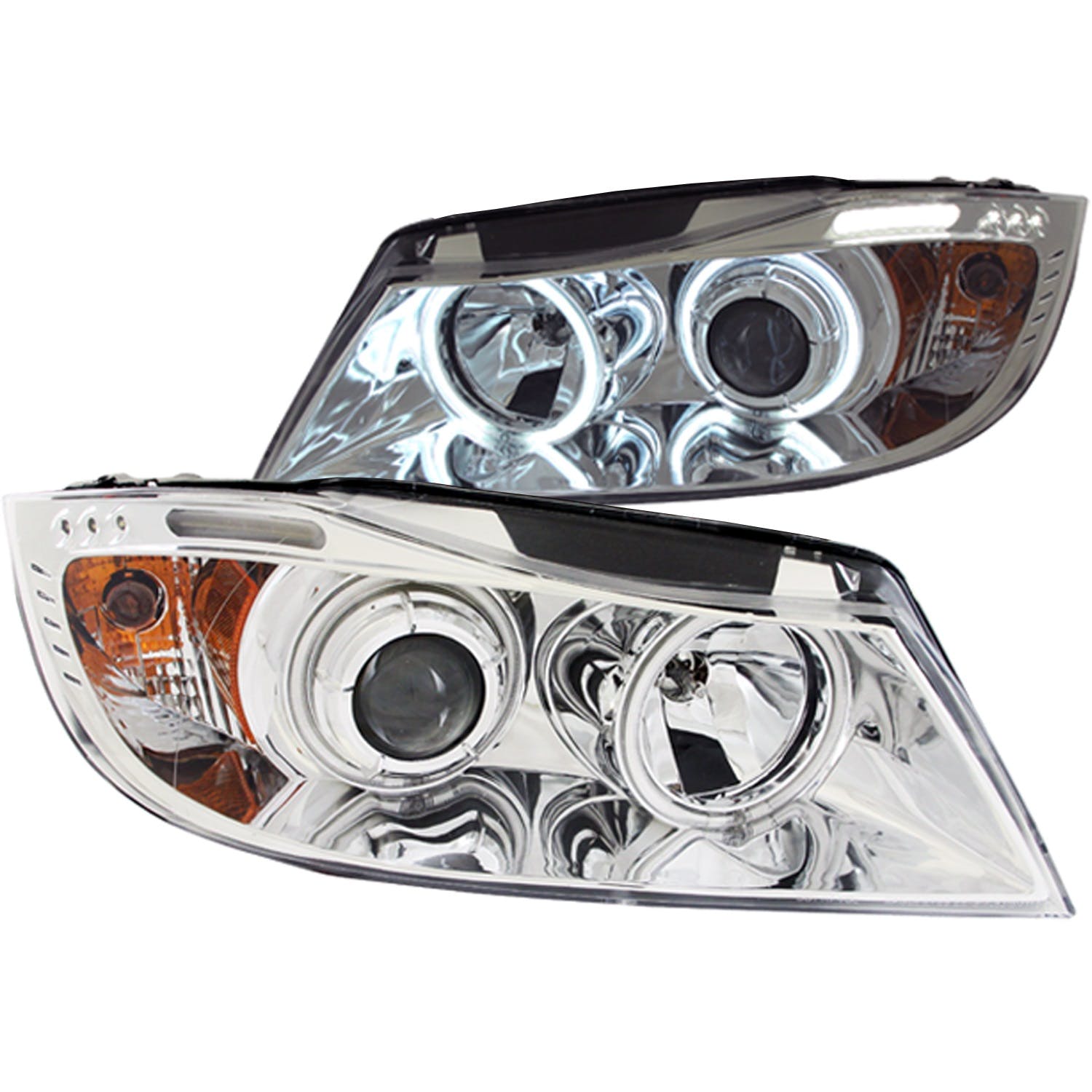 AnzoUSA 121336 Projector Headlights with Halo with LED Bar Chrome (SMD LED)