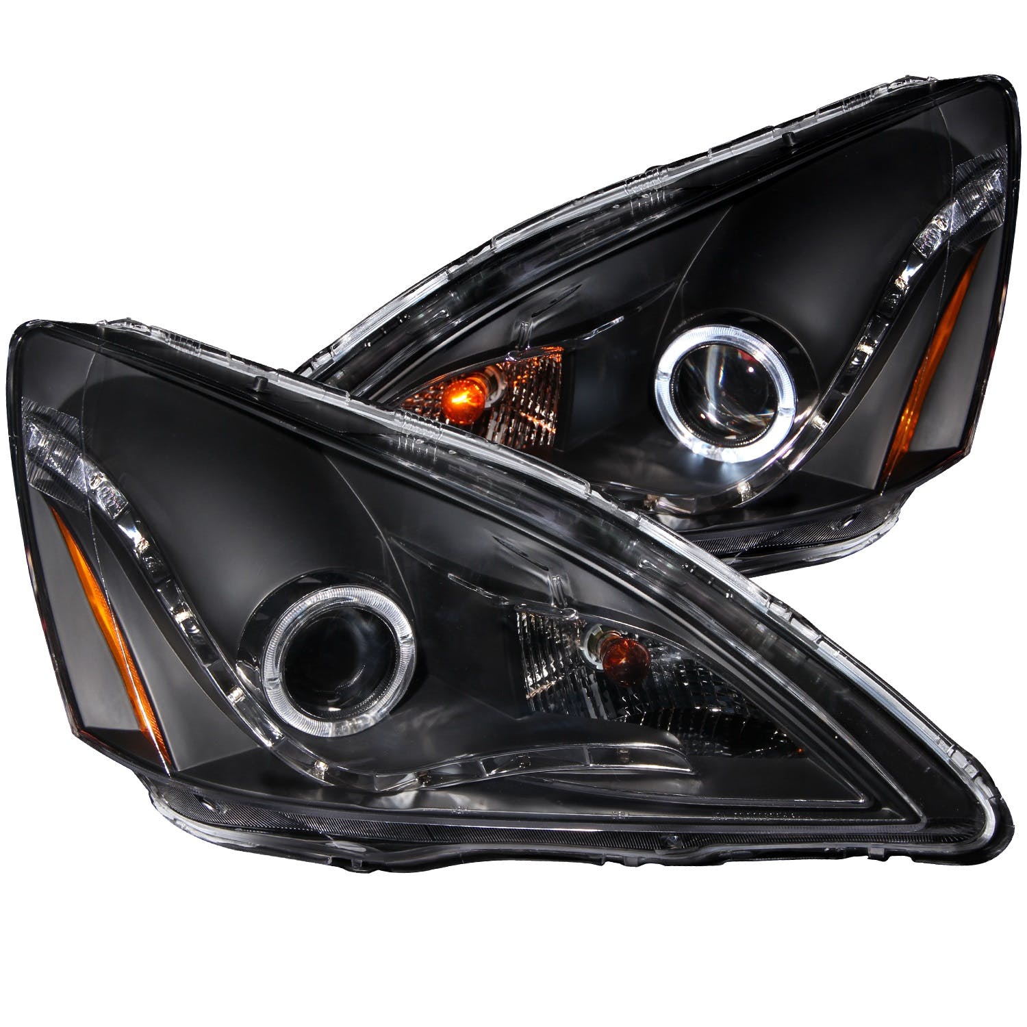 AnzoUSA 121337 Projector Headlights with Halo Black (R8 Style)