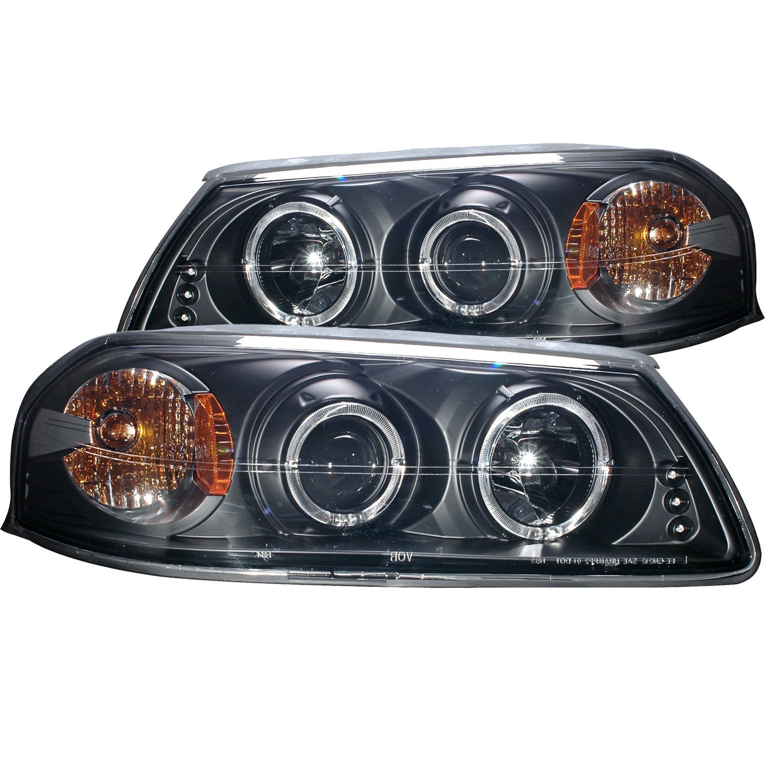AnzoUSA 121339 Projector Headlights with Halo Black