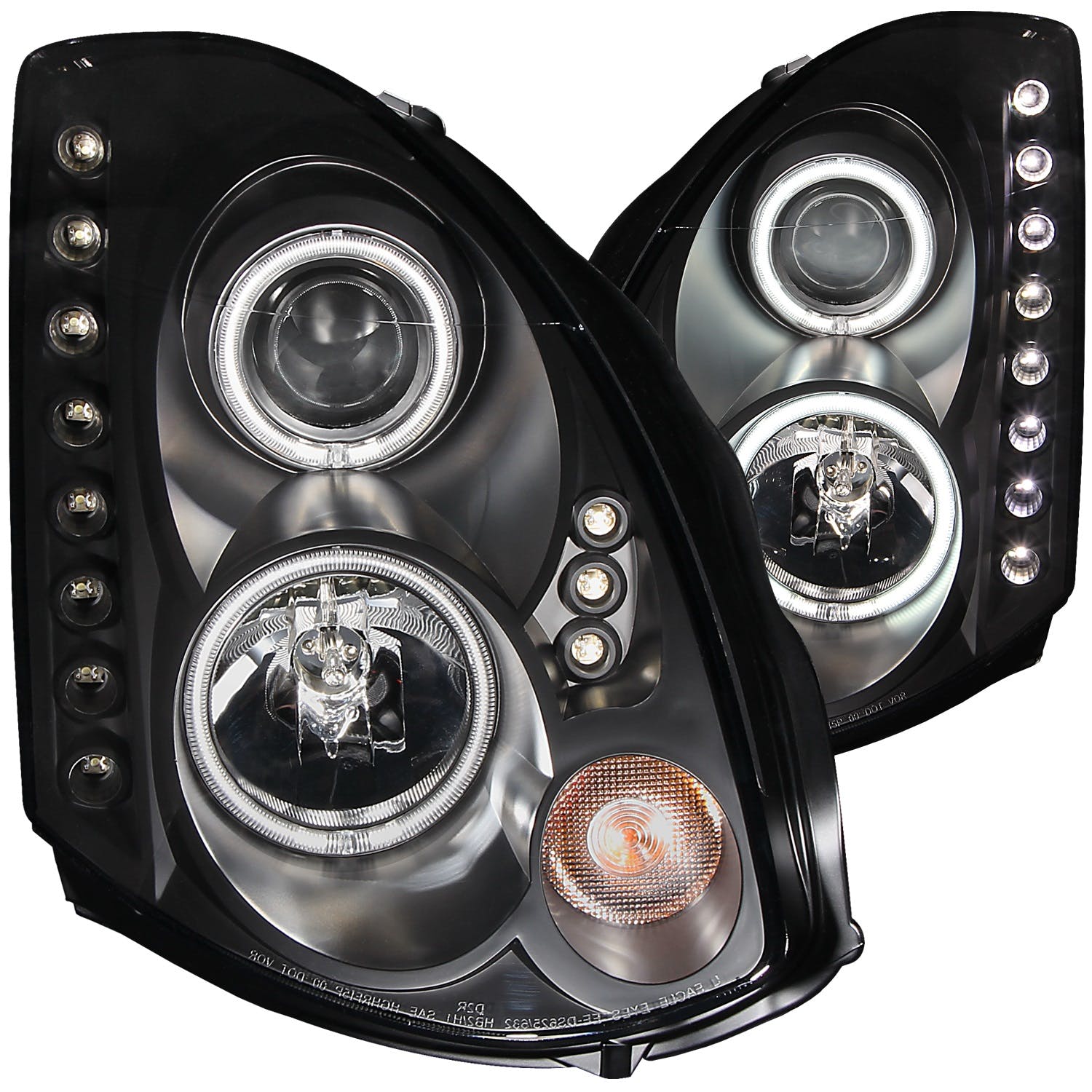 AnzoUSA 121363 Projector Headlights with Halo Black (SMD LED) (HID Compatible)