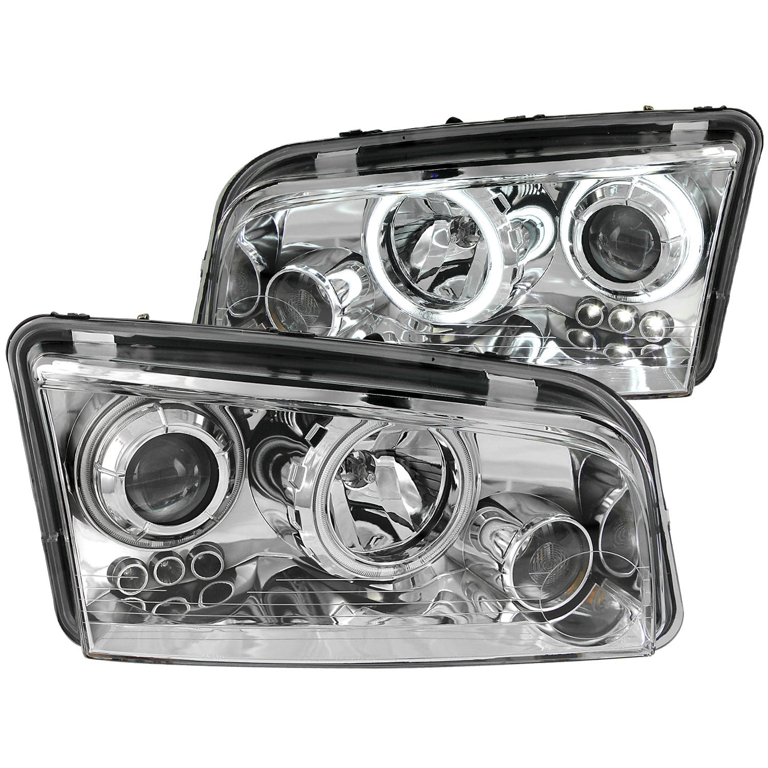 AnzoUSA 121382 Projector Headlights with Halo Chrome