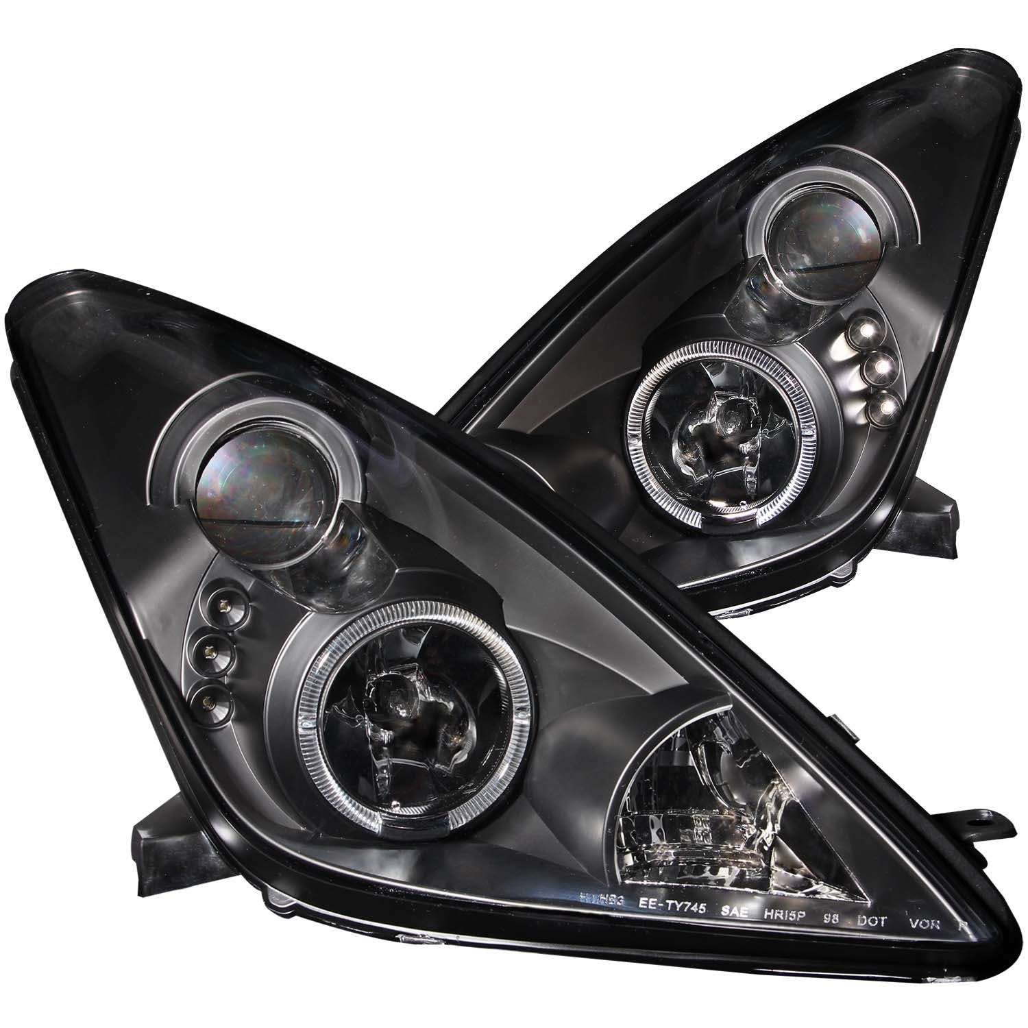AnzoUSA 121387 Projector Headlights with Halo Black
