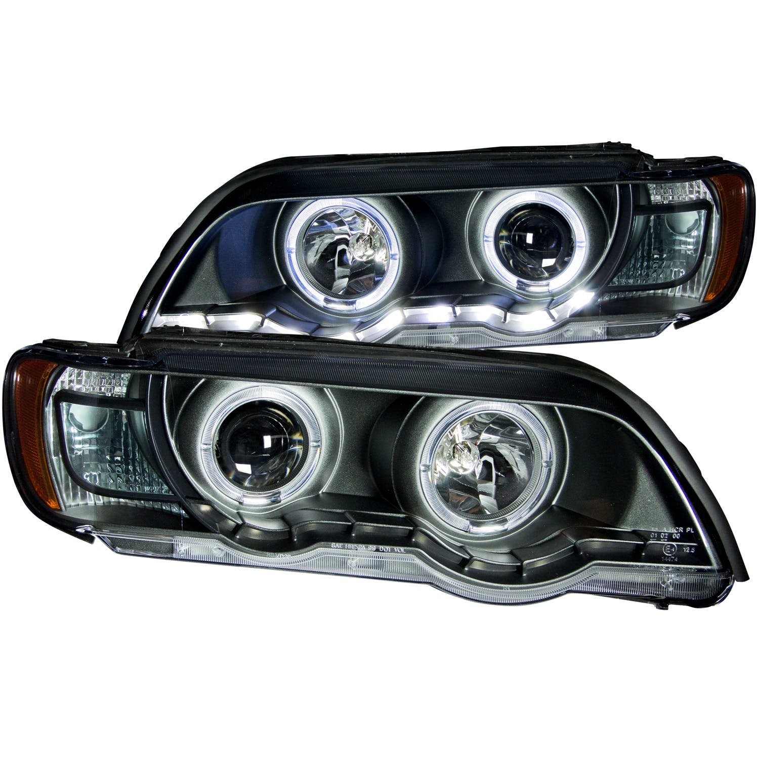 AnzoUSA 121398 Projector Headlights with Halo Black