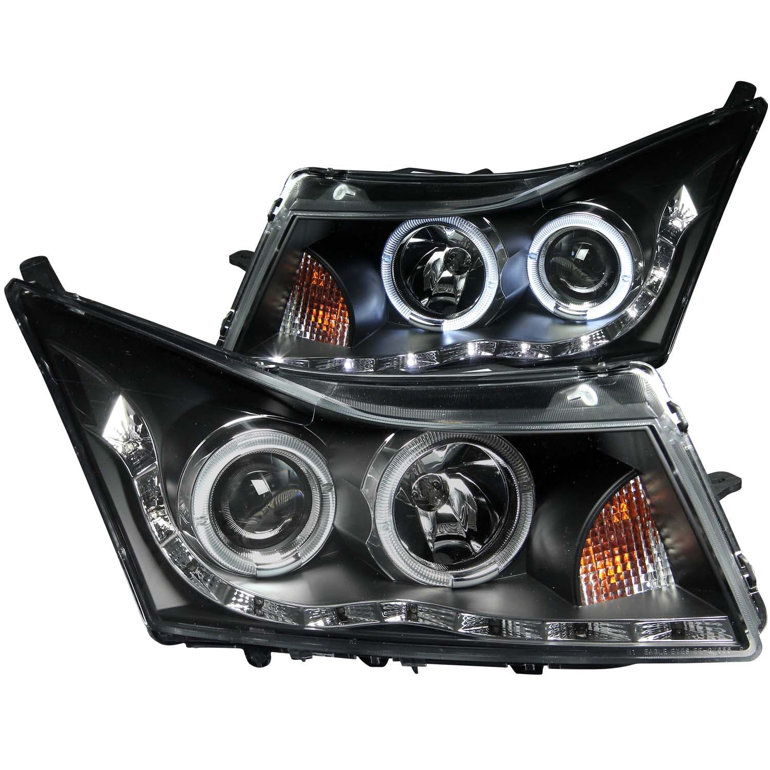 AnzoUSA 121400 Projector Headlights with Halo Black (LED Eyebrow)