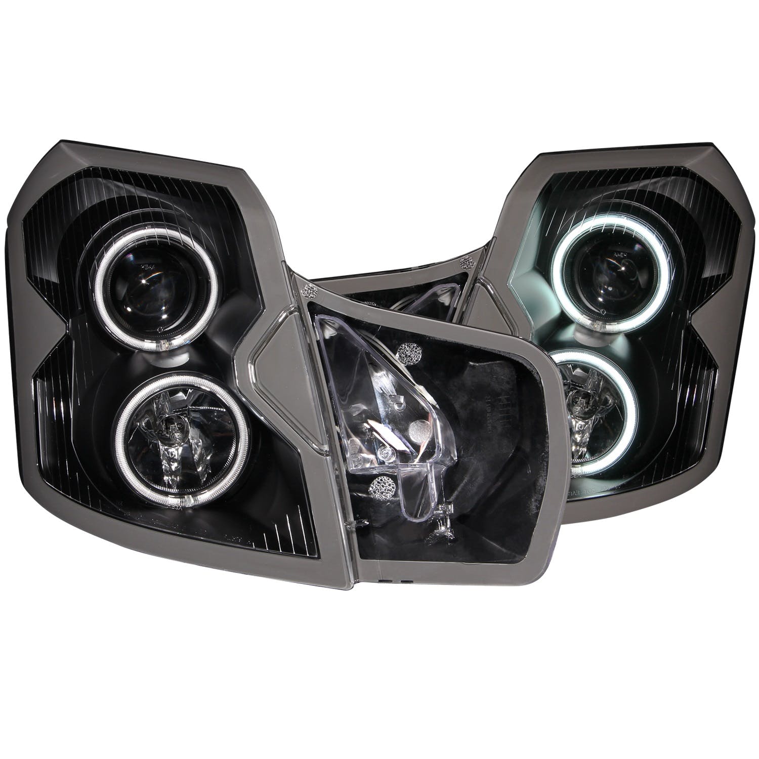 AnzoUSA 121417 Projector Headlights with Halo Black (SMD LED)