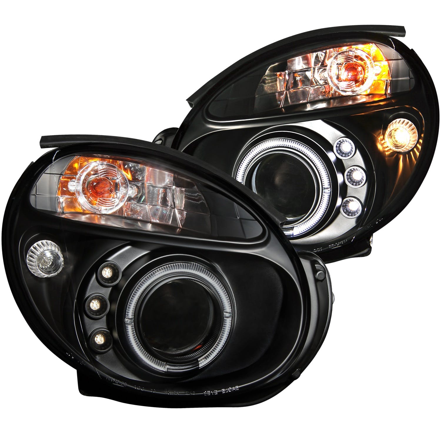 AnzoUSA 121436 Projector Headlights with Halo Black