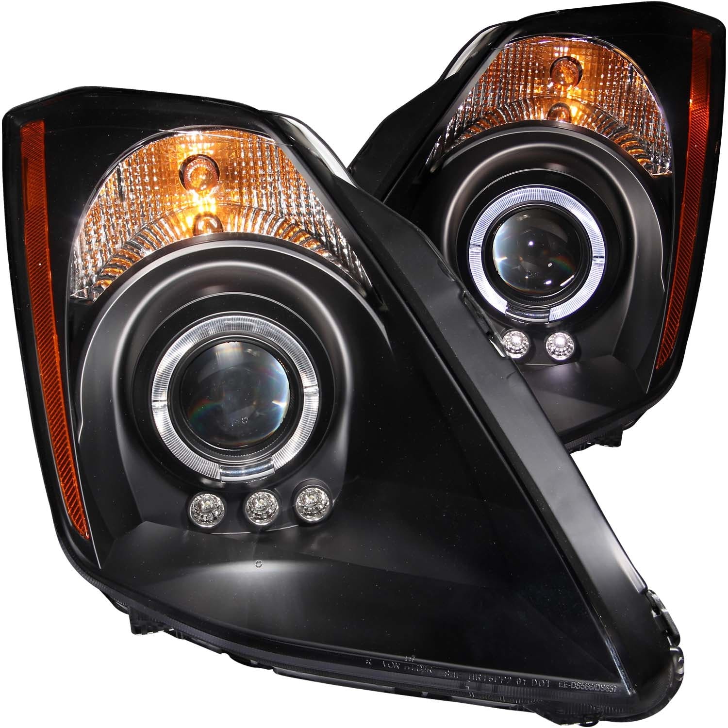 AnzoUSA 121444 Projector Headlights with Halo Black