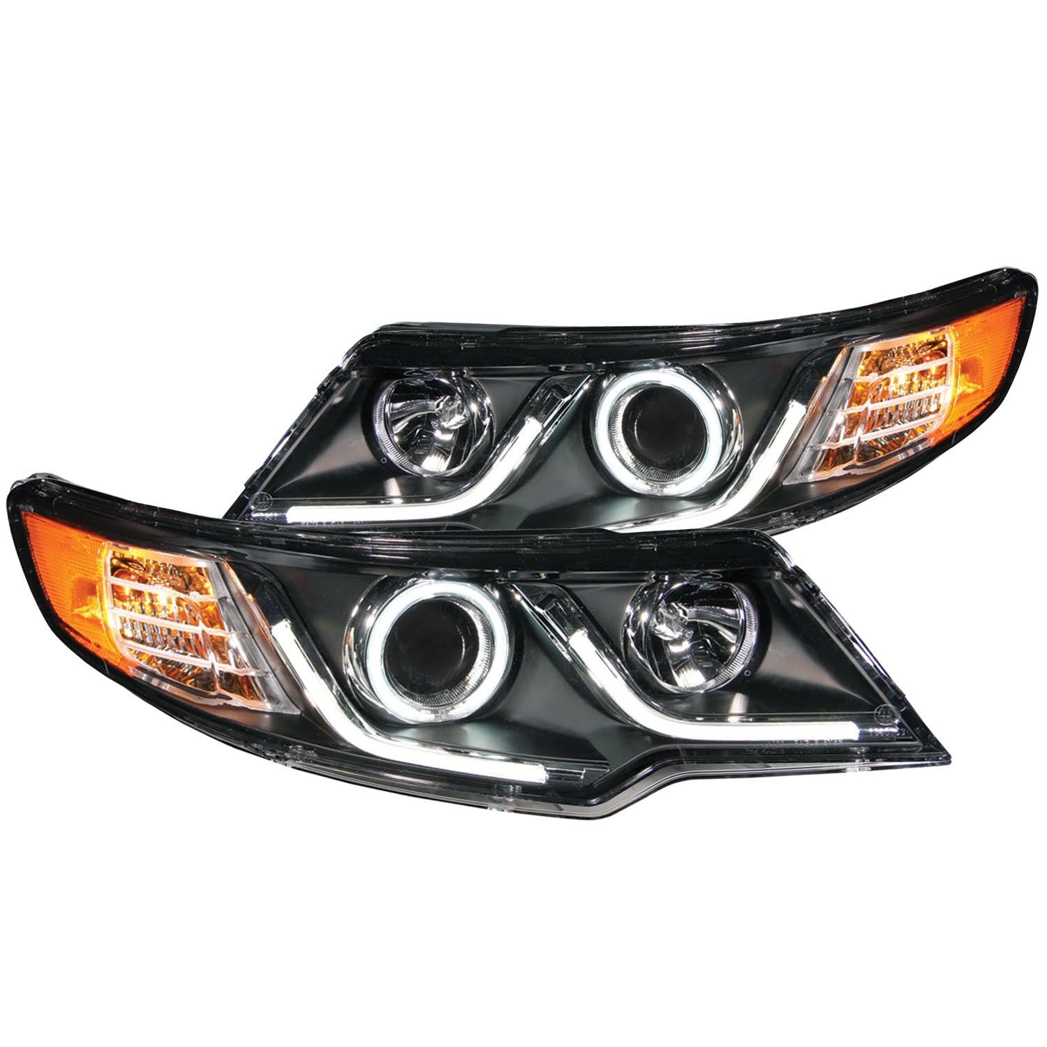 AnzoUSA 121458 Projector Headlight Set Clear Lens Black Housing G2 Pair (RX Halo)