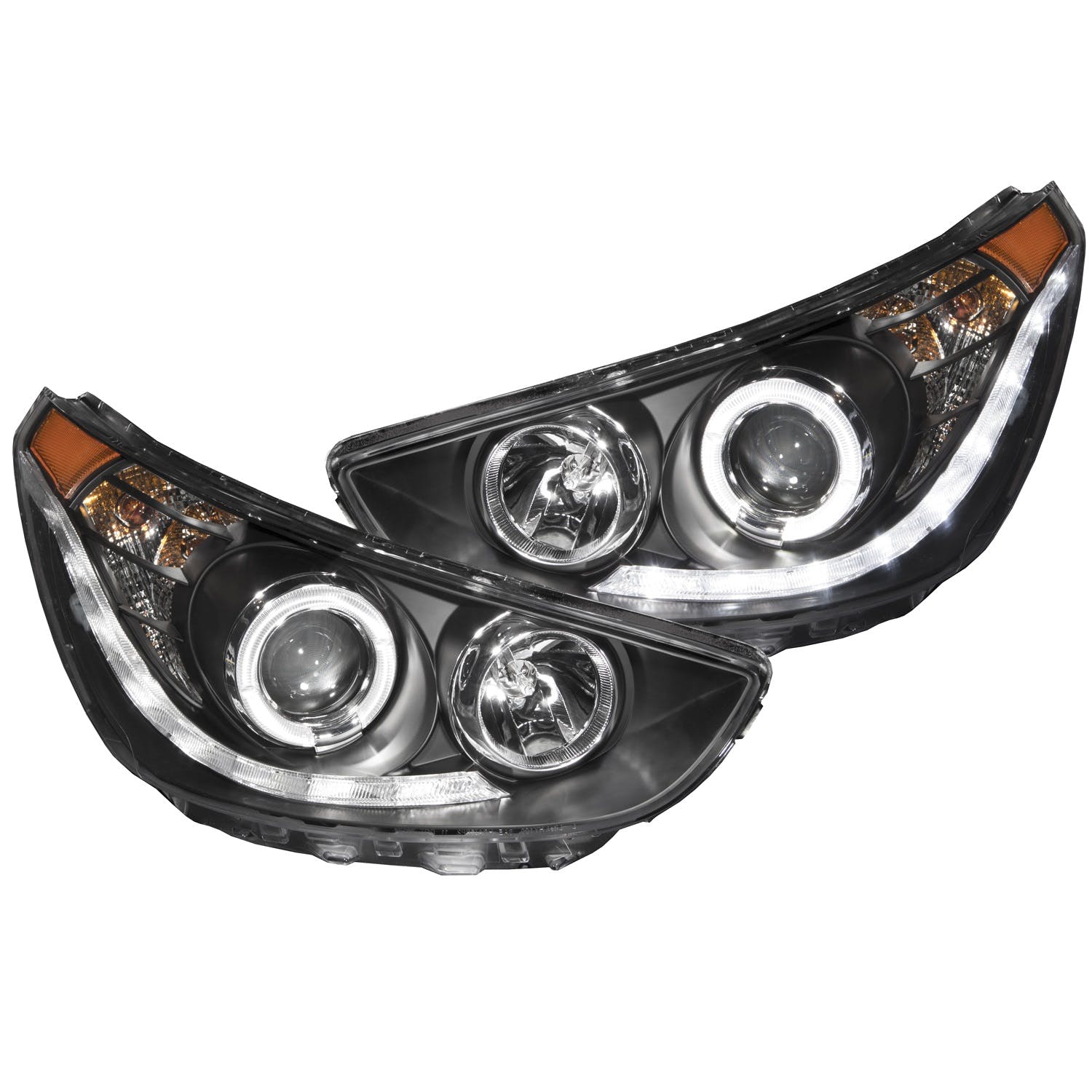 AnzoUSA 121476 Projector Headlights with Halo Black (SMD LED)