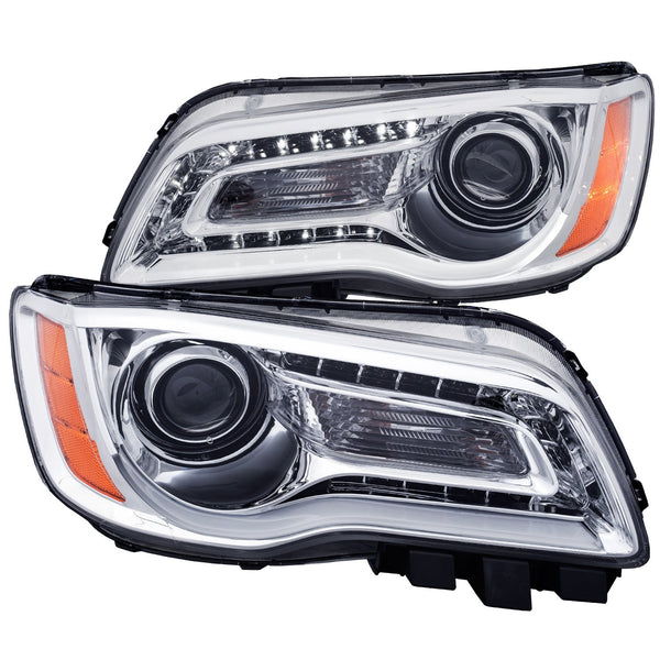 AnzoUSA 121494 Projector Headlights with Plank Style Design Chrome