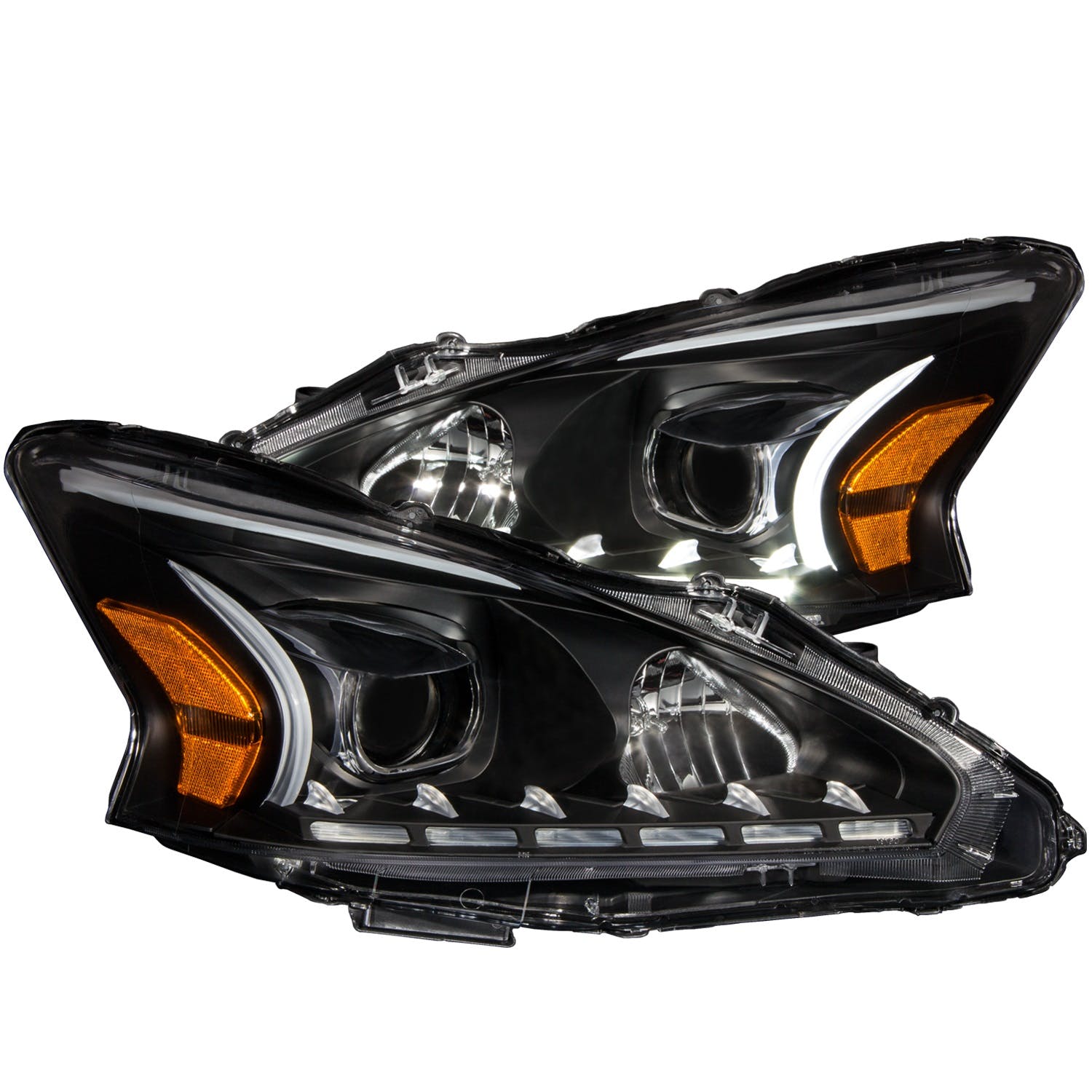 AnzoUSA 121500 Projector Headlights with Plank Style Design Black
